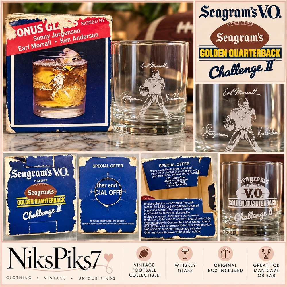 1991 Seagram's VO Golden Quarterback Challenge II Glass Jurgensen Anderson